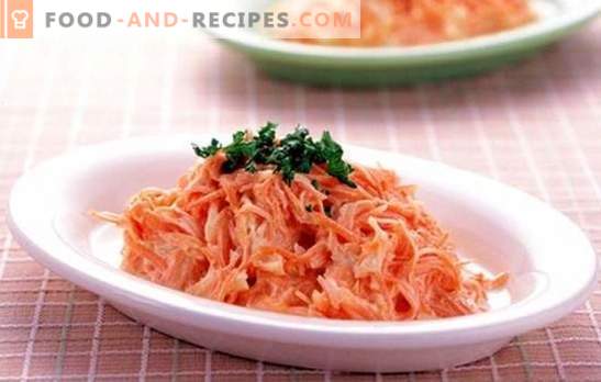 Karottensalat mit Knoblauch: eine helle und nützliche Tischdekoration. Was kann ich Karotten mit Knoblauch füllen?