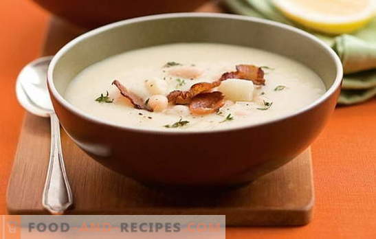 Weiße Bohnensuppe - eine angenehme Bekanntschaft! Rezepte für verschiedene weiße Bohnensuppen: Tomaten, Fleisch, Käse, geräuchert, Pilz