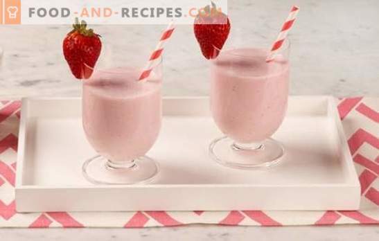 Erdbeer-Smoothies - was für ein leckeres Getränk! Wie kann man Erdbeer-Smoothies mit Sahne, Minze, Banane, Honig, Eiscreme herstellen?