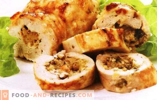 Hühnerbrötchen mit Champignons und Käse - Sie sollten es versuchen. Möchten Sie überraschen - kochen Sie Hühnerbrötchen mit Pilzen und Käse