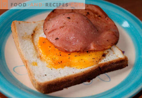 Warme Sandwiches mit Wurst, Käse, Ei, Tomaten - die besten Rezepte. Wie heiße Brötchen im Ofen, in der Pfanne und in der Mikrowelle zubereiten.
