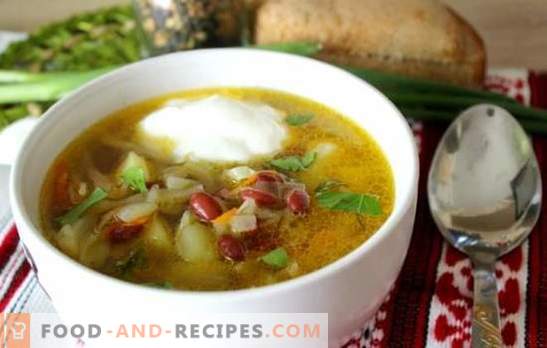 Suppe mit Bohnen - ein traditionelles heißes Gericht in einer neuen Variante. Die besten Rezepte der Kohlsuppe mit Bohnen, Kohl, Auberginen, Pilzen