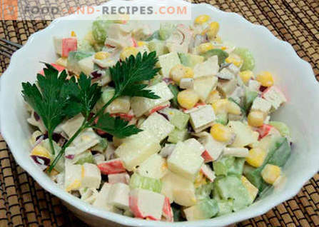 Salat mit Avocado und Krabbenstäbchen - die besten Rezepte. Wie man richtig und lecker einen Salat aus Avocado und Krabbenstäbchen zubereitet.