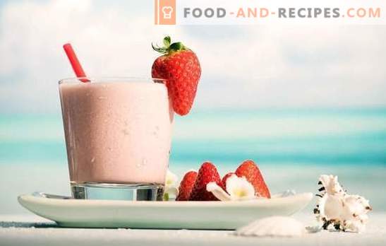 Spüren Sie das Positive des Tages - Milchshake mit Erdbeeren! Rezepte Milchshakes mit Erdbeeren und Schokolade, Banane, Himbeeren