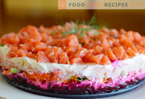 Salatfell mit Lachs - die richtigen Rezepte. Schnell und lecker kochen Salatmantel mit Lachs.