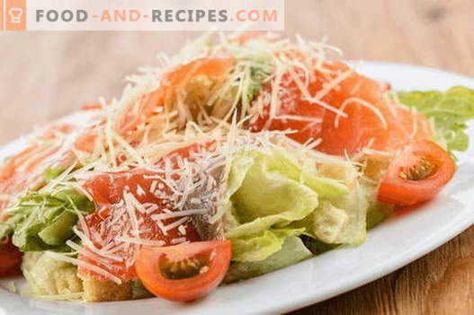 Salat mit Lachs und Käse - die richtigen Rezepte. Schnell und lecker kochen Salat mit Lachs und Käse.