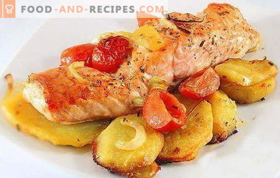 Roter Fisch mit Kartoffeln - eine Kombination aus Adel und Einfachheit. Rezepte von rotem Fisch mit Kartoffeln: in Folie, Ofen, in einer Pfanne