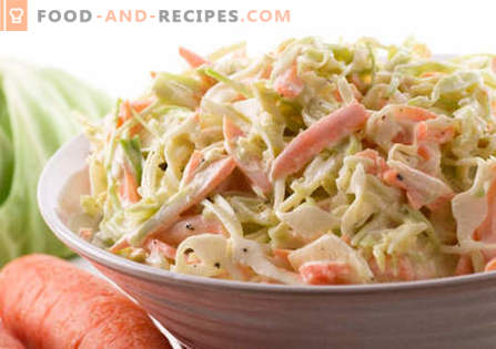 Krautsalat mit Mayonnaise - die besten Rezepte. Wie man richtig und lecker gekochten Salat mit Kohl und Mayonnaise macht.