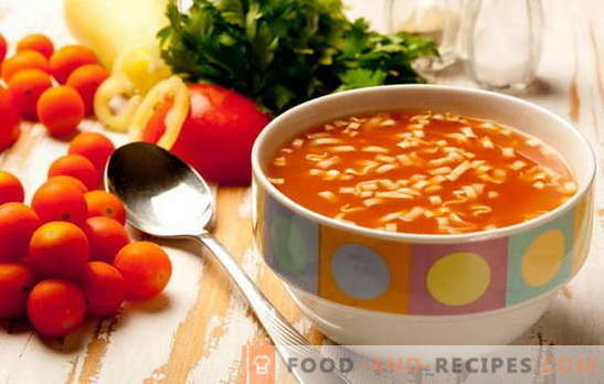 Fettarme Suppen kochen - Rezepte aus verschiedenen Produkten für verschiedene Portionen. Suppen mit niedrigem Fettgehalt: Gemüse, Fisch, mit Knödel