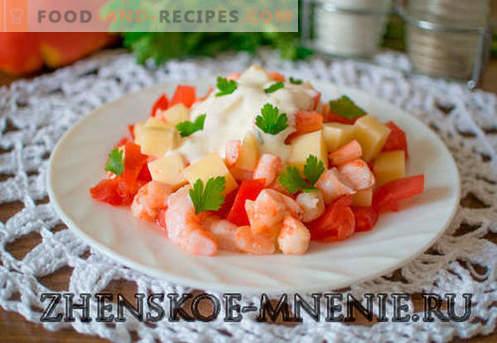 Salat mit Garnelen - ein Rezept mit Fotos und Schritt-für-Schritt-Beschreibung