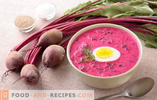 Einfache kalte Suppen: Rote-Bete-Suppe auf Kefir. Gebackene, gekochte und rohe Rüben - die Basis für Rote-Bete-Kefir