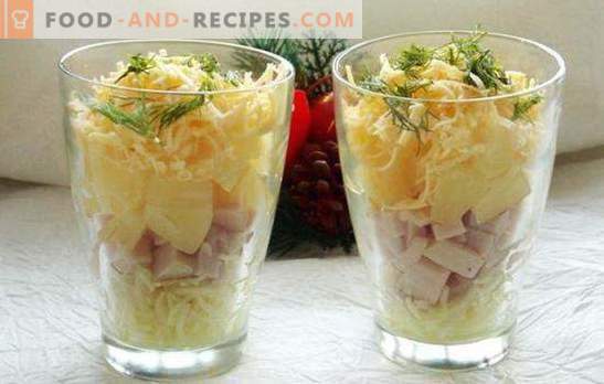 Salatcocktail mit Schinken - Schönheit! Rezepte für Cocktailsalate mit Schinken und Gemüse, Käse, Mais, Ananas, Hühnchen