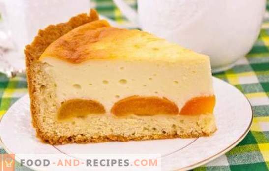 Pie mit Hüttenkäse und Aprikosen ist ein köstliches gesundes Dessert. Rezepte für Hüttenkäsetorten und Aprikosen aus verschiedenen Teigarten