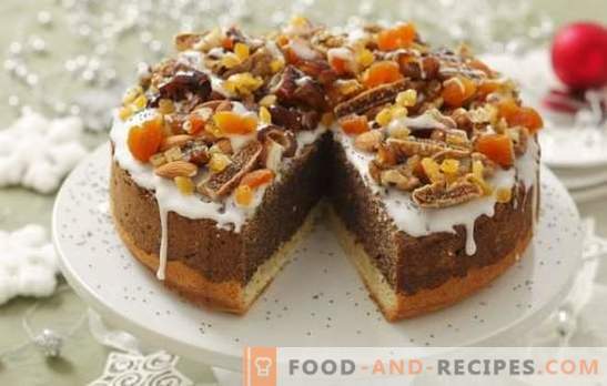 Kuchen mit getrockneten Aprikosen und Pflaumen: Rezepte und Kochgeheimnisse. Kochen eines hausgemachten Kuchens mit getrockneten Aprikosen und Pflaumen mit Sauerrahm