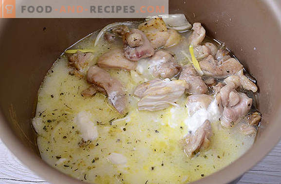 Hühnereintopf mit Pilzen: nahrhaft und duftend! Schritt für Schritt Autorenrezept für schnelles Kochen von Hähnchen mit Pilzen in einem Langsamkocher