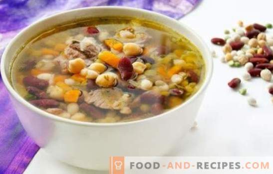 Die leckersten Bohnensuppen - in Gemüse- und Fleischbrühe. Tischdekoration und Lieblingskost - Bohnensuppe