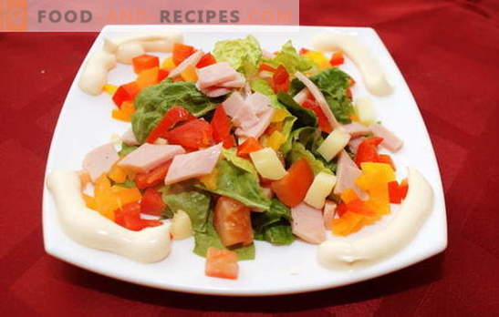 Wie mache ich einen Salat mit Paprika und Schinken? Ungewöhnliche Rezepte für einen leckeren Salat mit Schinken und Paprika