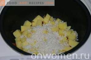 Reissuppe mit Fleischbällchen in einem langsamen Kocher