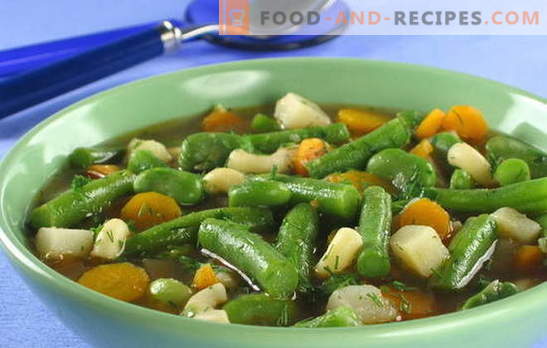 Grüne Bohnensuppe - eine Vielzahl von Farben und Vorteilen in jeder Platte. Original und bewährte Rezepte für Suppe aus Bohnenhülsen