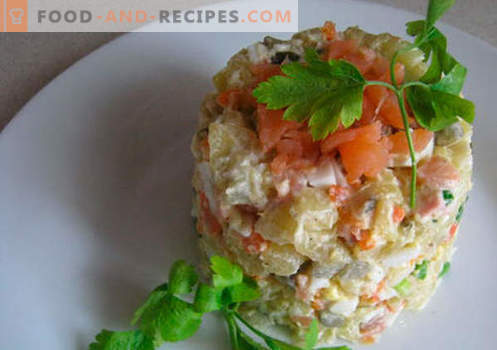 Salat mit gesalzenem Lachs - die richtigen Rezepte. Schnell und lecker gekochter Salat mit leicht gesalzenem Lachs.