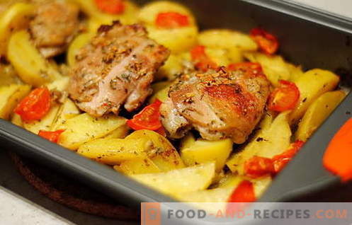 Hähnchen mit Kartoffeln gebacken - die besten Rezepte. Wie gebackenes Hähnchen mit Kartoffeln richtig und lecker kochen.