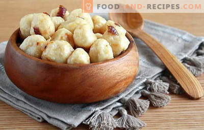Faule Knödel mit Kartoffeln: Grundzutaten, Kochprinzipien. Rezepte leckere faul Knödel mit Kartoffeln