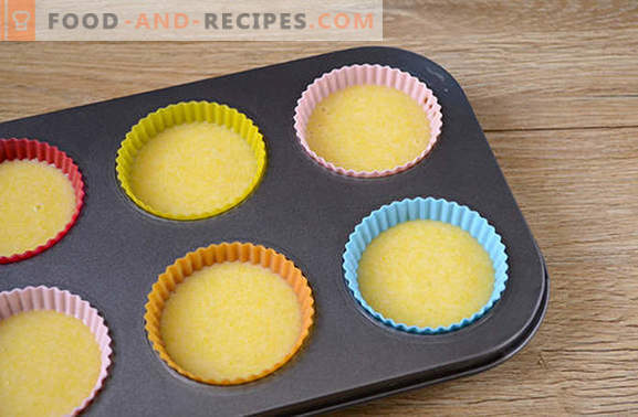 Maismehlmuffins: elegantes sonniges Dessert! Schritt für Schritt Autorenrezept für schnelle Maiskuchen (mit Foto)