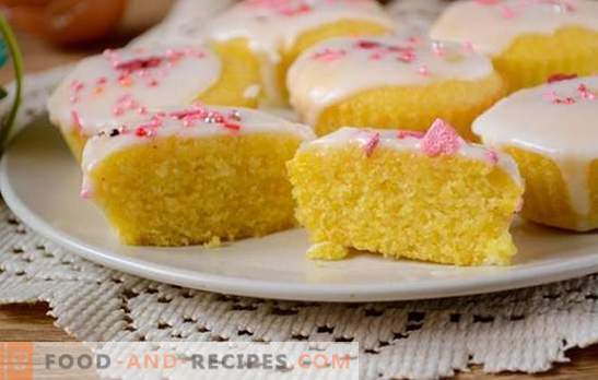 Maismehlmuffins: elegantes sonniges Dessert! Schritt für Schritt Autorenrezept für schnelle Maiskuchen (mit Foto)