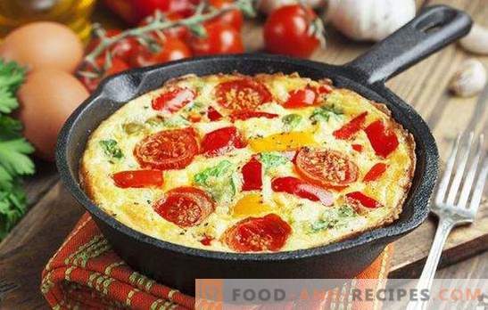 Omelett mit Gemüse - ein helles und gesundes Frühstück. Wie man ein Omelett mit Gemüse in einer Pfanne, einem langsamen Kocher, Ofen und einer Mikrowelle