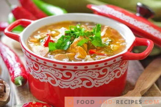 Chicken Kharcho-Suppe - die besten Rezepte. Wie man richtig und lecker Kochsuppe Kharcho vom Huhn kocht.