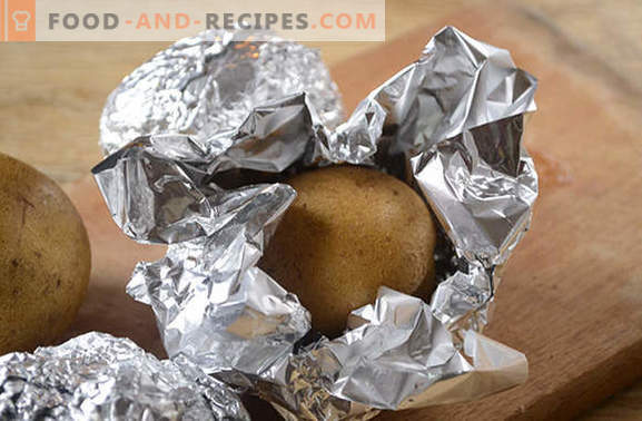 Kartoffeln mit Speck im Ofen in Folie - ein Geschmack aus der Kindheit! Ausführliches Fotorezept zum Kochen von Kartoffeln mit gebackenem Schmalz in Folie