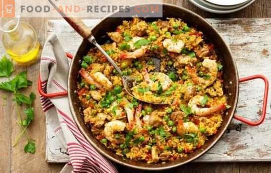 Klassische Paella - das sonnige Spanien bei Ihnen zu Hause! Rezepte klassische Paella mit Fleisch und ohne Fleisch, mit Meeresfrüchten, Speck